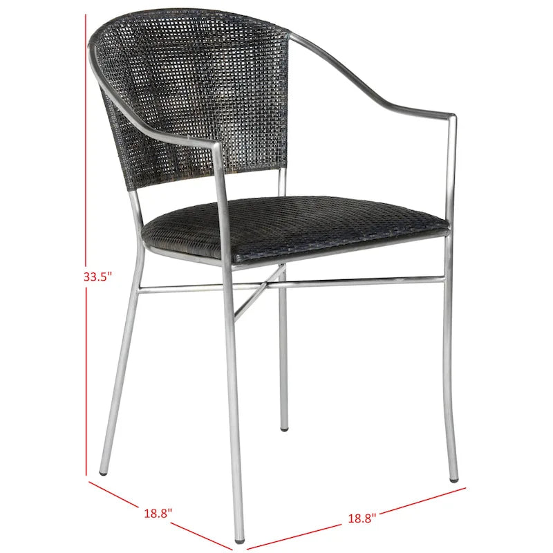 SAFAVIEH Jullieta Black Arm Chair (Set of 2) - 21 W x 22.3 L x 33.5 H - 21Wx22Dx34H