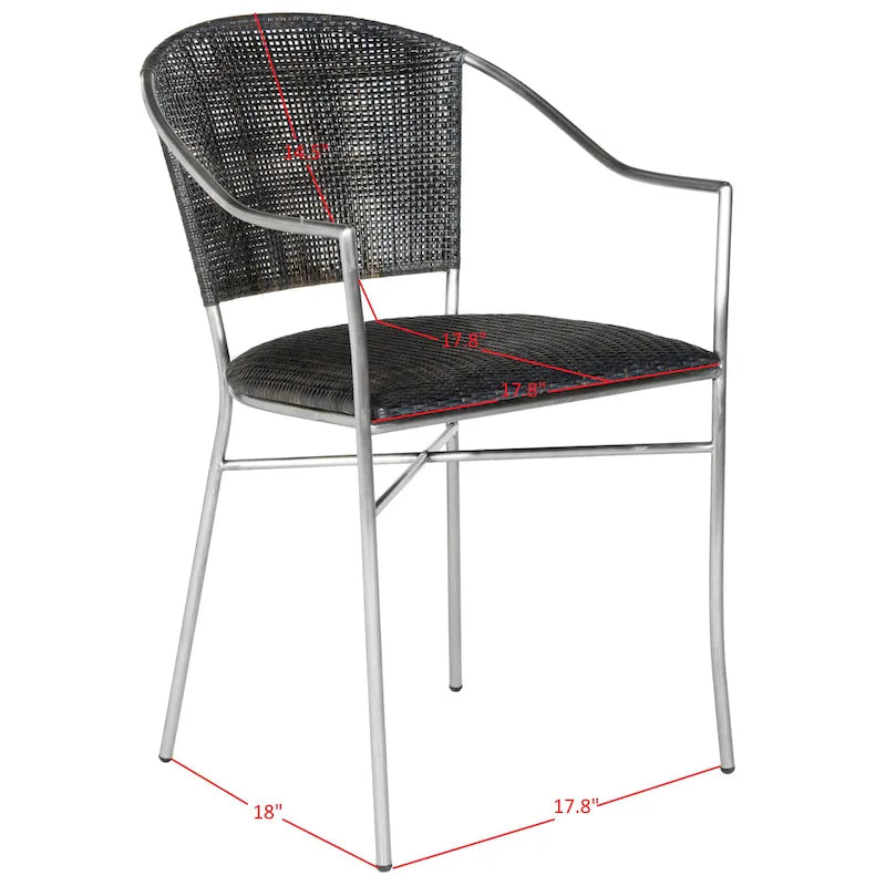 SAFAVIEH Jullieta Black Arm Chair (Set of 2) - 21 W x 22.3 L x 33.5 H - 21Wx22Dx34H