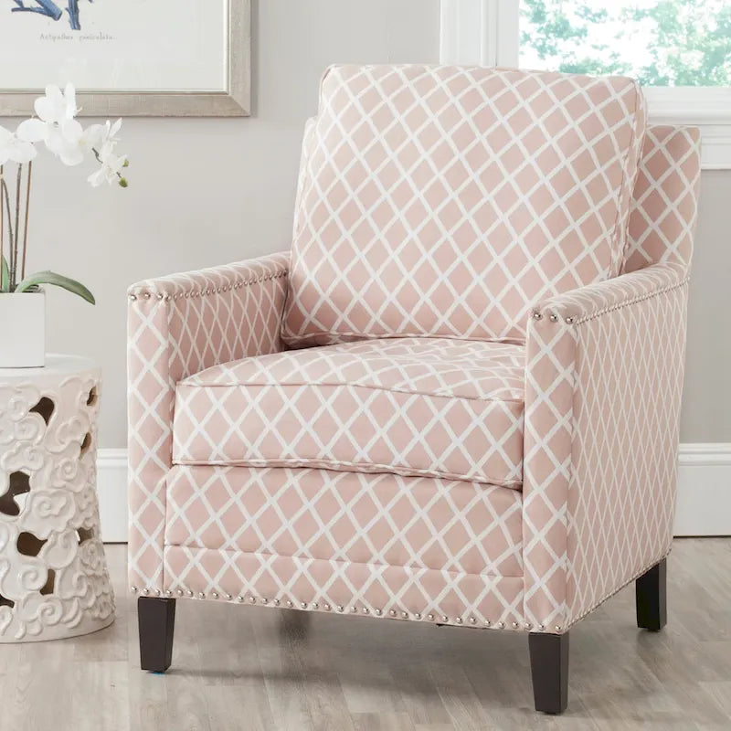 SAFAVIEH Kylee Peach Pink/ White Polyester Fabric Club Chair - 28.5 x 31.9 x 38.2 - 29Wx32Dx38H