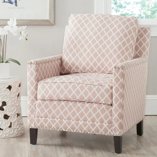 SAFAVIEH Kylee Peach Pink/ White Polyester Fabric Club Chair - 28.5 x 31.9 x 38.2 - 29Wx32Dx38H