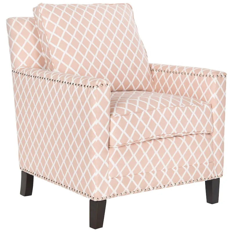 SAFAVIEH Kylee Peach Pink/ White Polyester Fabric Club Chair - 28.5 x 31.9 x 38.2 - 29Wx32Dx38H