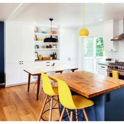 Set of 2 Modern 28 Color Seat Height DSW Molded Armless Plastic Counter Bar Stool Natural Wood Eiffel Dowel Legs Kitchen