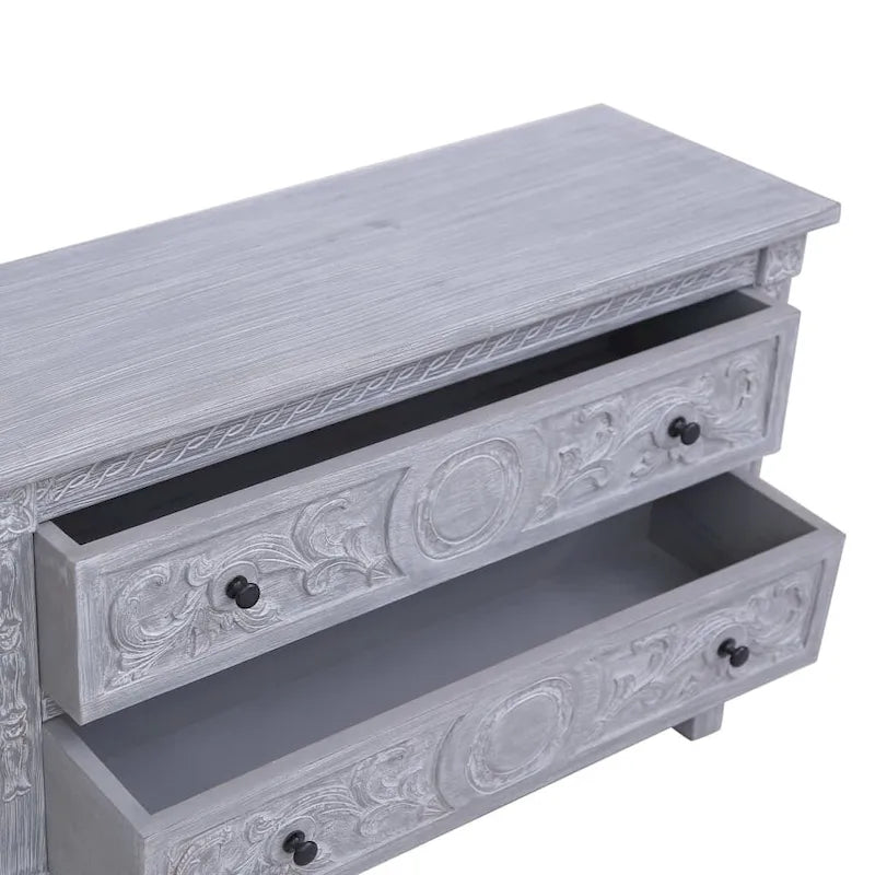 vidaXL Sideboard with 2 Drawers 35.4x11.8x23.6 Solid Mahogany Wood