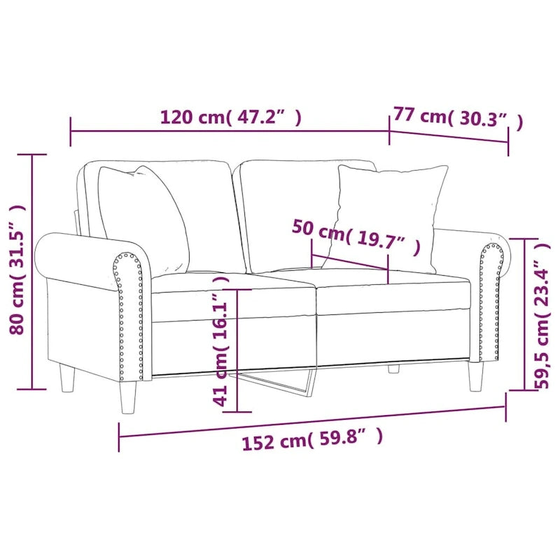 vidaXL Sofa Sectional Couch with Pillows and Cushions for Living Room Velvet