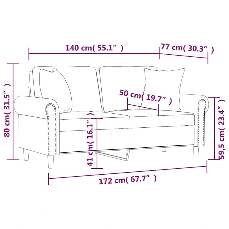 vidaXL Sofa Sectional Couch with Pillows and Cushions for Living Room Velvet