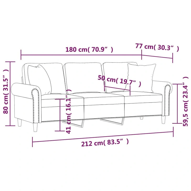 vidaXL Sofa Sectional Couch with Pillows and Cushions for Living Room Velvet