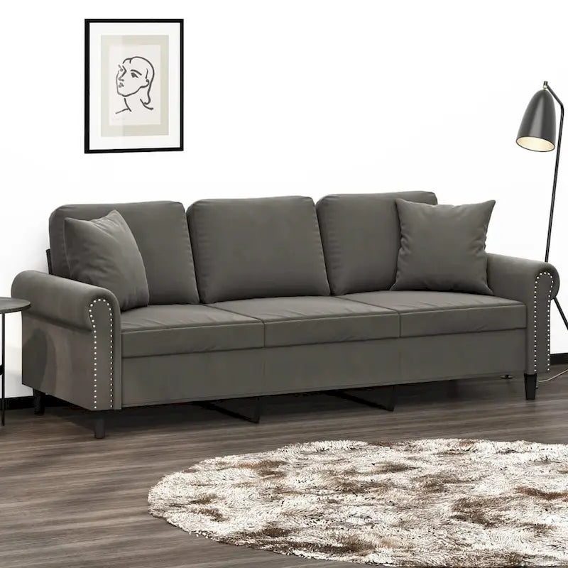 vidaXL Sofa Sectional Couch with Pillows and Cushions for Living Room Velvet