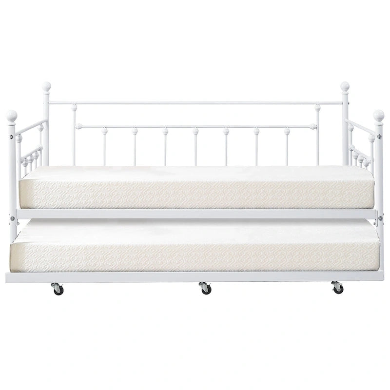 VECELO Classic Open Frame Metal Daybed with Trundle, Twin Size