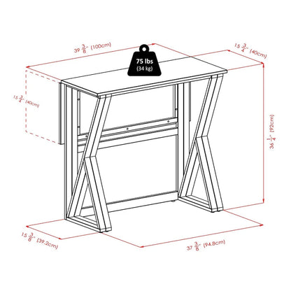 3-Pc Drop Leaf High Table with Cushion Seat Counter Stools, Walnut and Espresso