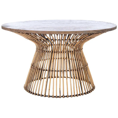 SAFAVIEH Aveline Modern Rattan Round Coffee Table - 31.5 W x 31.5 L x 17.7 H - 32Wx32Dx18H