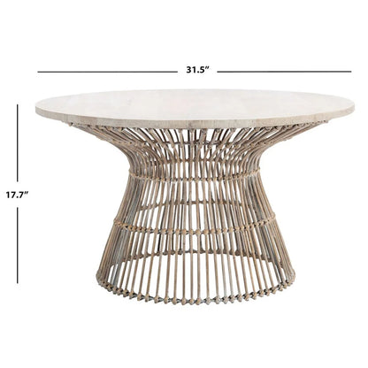 SAFAVIEH Aveline Modern Rattan Round Coffee Table - 31.5 W x 31.5 L x 17.7 H - 32Wx32Dx18H