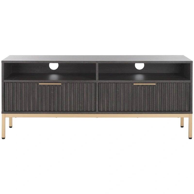 SAFAVIEH Alyse 2-Drawer 2-Shelf Entertainment Media Stand (Fits Up To 65 Flatscreen TV) - 60.4 In. x 15.6 In. x 24.8 In.