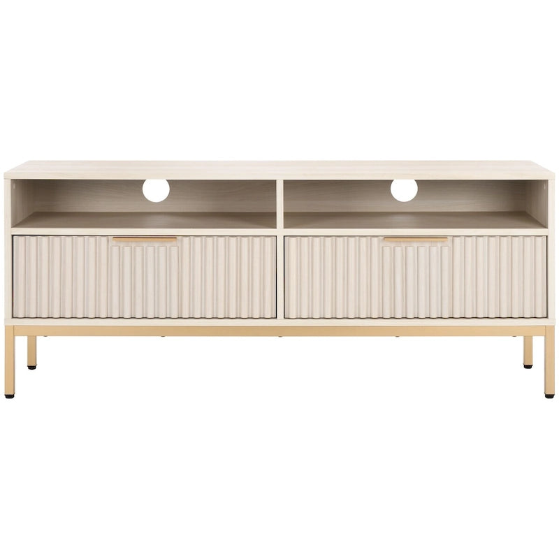 SAFAVIEH Alyse 2-Drawer 2-Shelf Entertainment Media Stand (Fits Up To 65 Flatscreen TV) - 60.4 In. x 15.6 In. x 24.8 In.