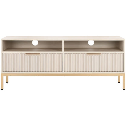 SAFAVIEH Alyse 2-Drawer 2-Shelf Entertainment Media Stand (Fits Up To 65 Flatscreen TV) - 60.4 In. x 15.6 In. x 24.8 In.