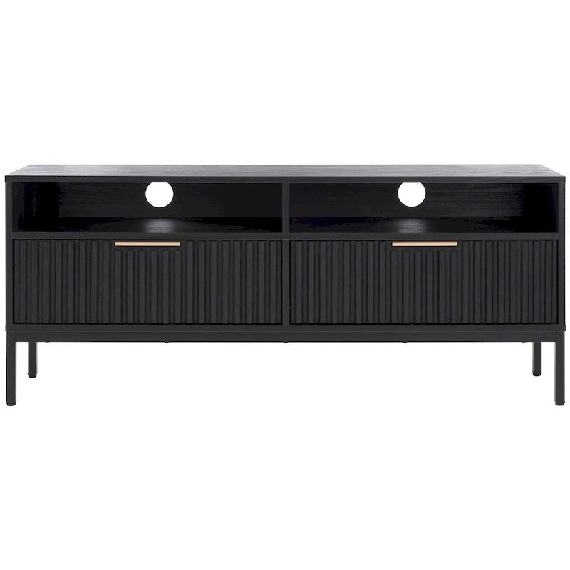 SAFAVIEH Alyse 2-Drawer 2-Shelf Entertainment Media Stand (Fits Up To 65 Flatscreen TV) - 60.4 In. x 15.6 In. x 24.8 In.