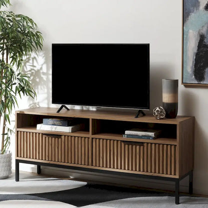 SAFAVIEH Alyse 2-Drawer 2-Shelf Entertainment Media Stand (Fits Up To 65 Flatscreen TV) - 60.4 In. x 15.6 In. x 24.8 In.