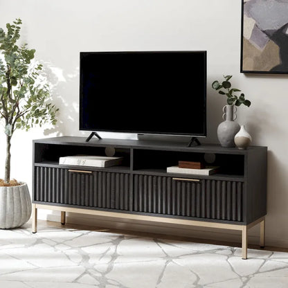 SAFAVIEH Alyse 2-Drawer 2-Shelf Entertainment Media Stand (Fits Up To 65 Flatscreen TV) - 60.4 In. x 15.6 In. x 24.8 In.