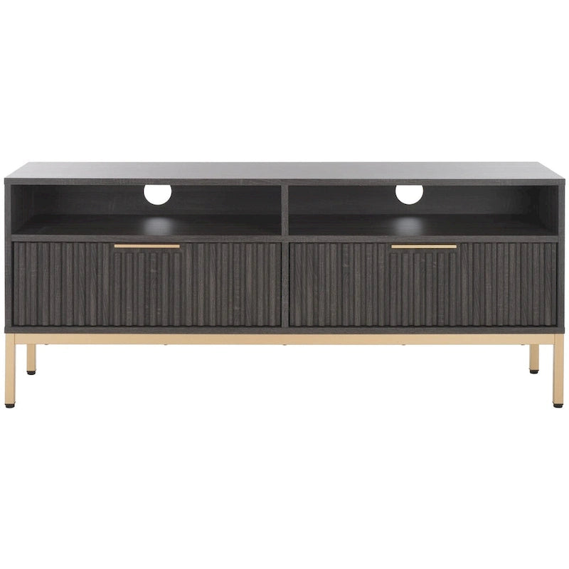 SAFAVIEH Alyse 2-Drawer 2-Shelf Entertainment Media Stand (Fits Up To 65 Flatscreen TV) - 60.4 In. x 15.6 In. x 24.8 In.