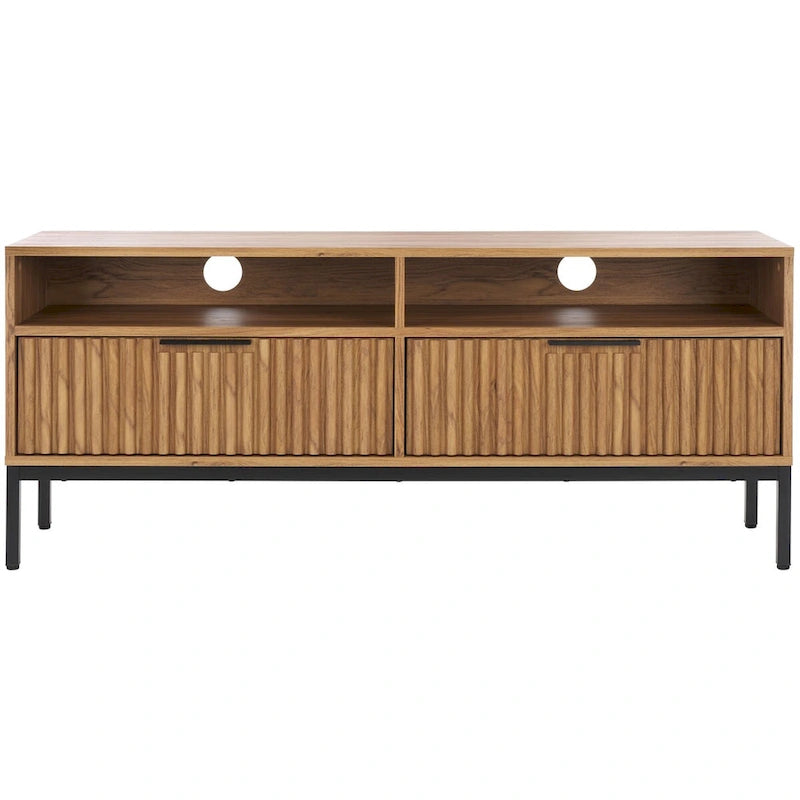 SAFAVIEH Alyse 2-Drawer 2-Shelf Entertainment Media Stand (Fits Up To 65 Flatscreen TV) - 60.4 In. x 15.6 In. x 24.8 In.