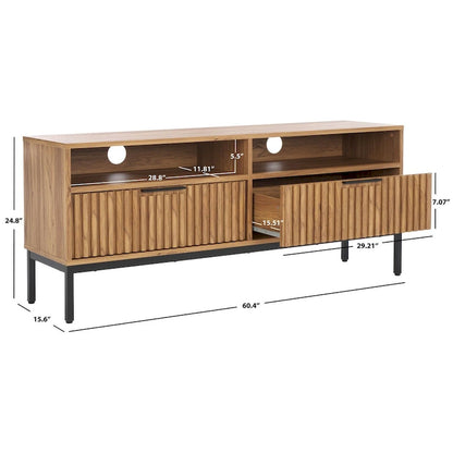 SAFAVIEH Alyse 2-Drawer 2-Shelf Entertainment Media Stand (Fits Up To 65 Flatscreen TV) - 60.4 In. x 15.6 In. x 24.8 In.