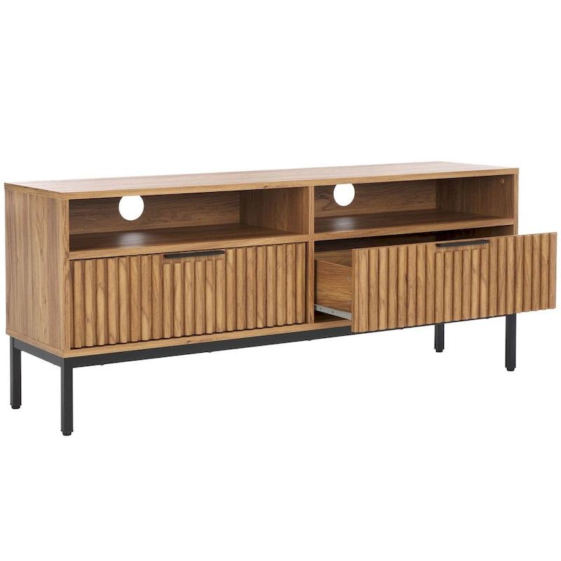 SAFAVIEH Alyse 2-Drawer 2-Shelf Entertainment Media Stand (Fits Up To 65 Flatscreen TV) - 60.4 In. x 15.6 In. x 24.8 In.