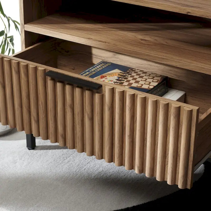 SAFAVIEH Alyse 2-Drawer 2-Shelf Entertainment Media Stand (Fits Up To 65 Flatscreen TV) - 60.4 In. x 15.6 In. x 24.8 In.