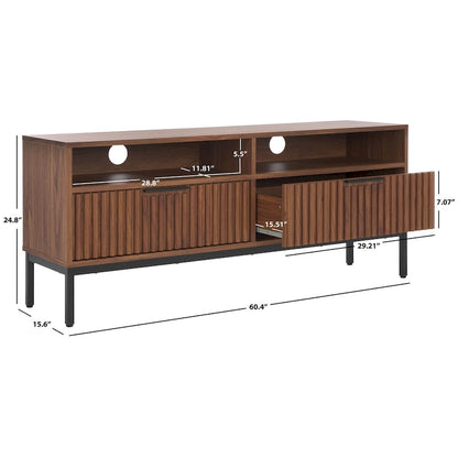 SAFAVIEH Alyse 2-Drawer 2-Shelf Entertainment Media Stand (Fits Up To 65 Flatscreen TV) - 60.4 In. x 15.6 In. x 24.8 In.