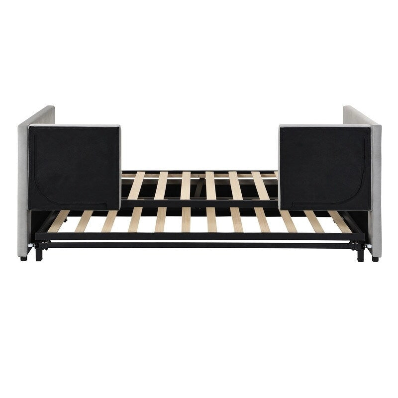 Twin Size Upholstered Daybed with Extendable Trundle