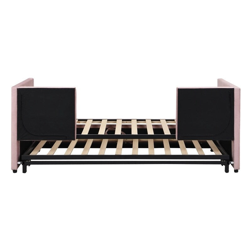 Twin Size Upholstered Daybed with Extendable Trundle