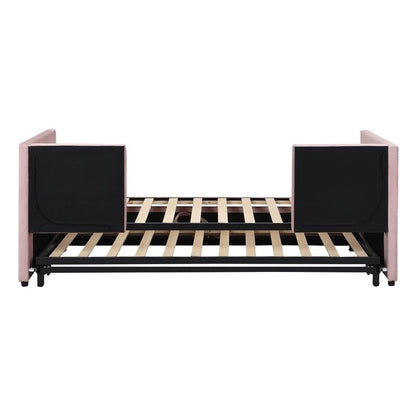 Twin Size Upholstered Daybed with Extendable Trundle