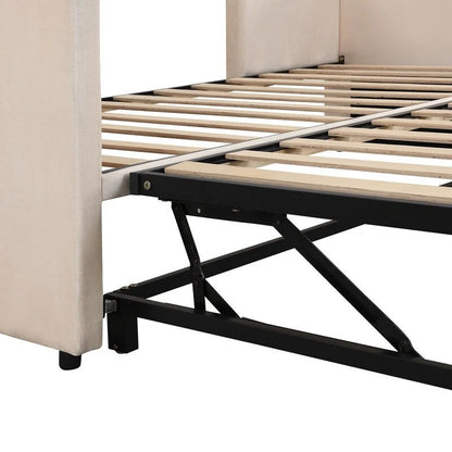 Twin Size Upholstered Daybed with Extendable Trundle