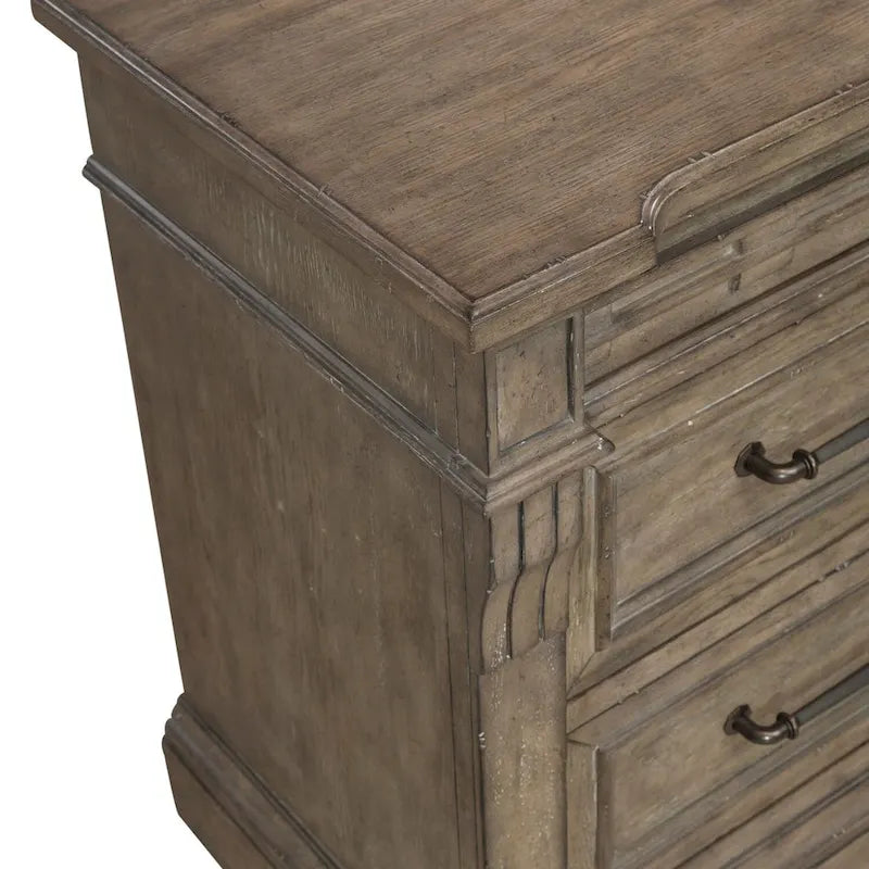 Town &amp; Country Dusty Taupe 3 Drawer Nightstand with Charging Station