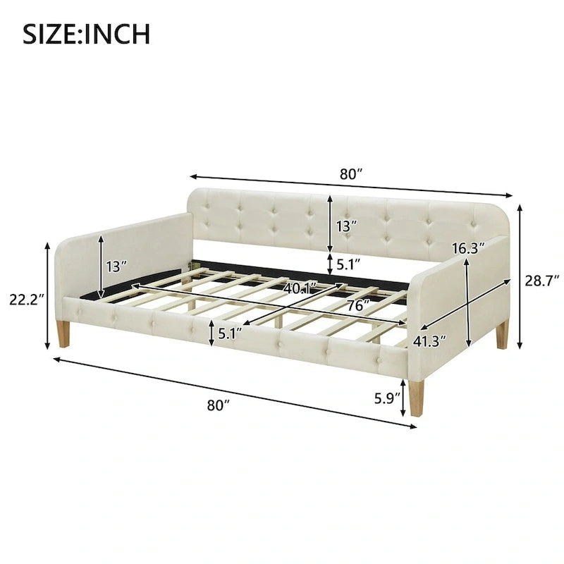 Twin Size Upholstered Dayed with 4 Support Legs