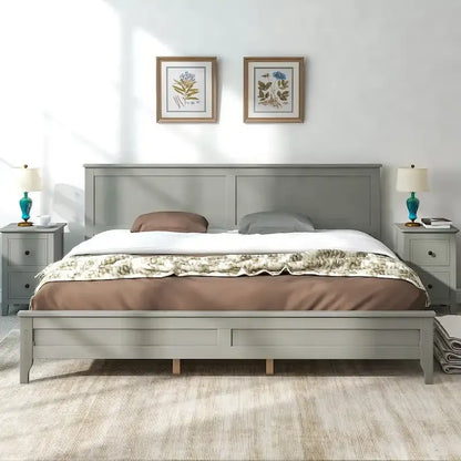 Modern Solid Wood King Platform Bed, Elegant and Durable