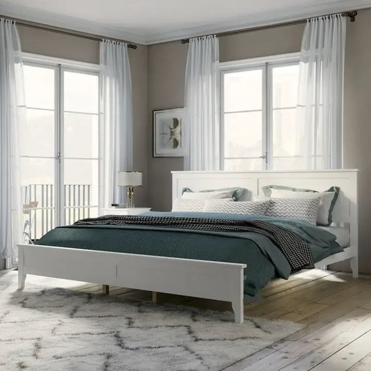 Modern Solid Wood King Platform Bed, Elegant and Durable