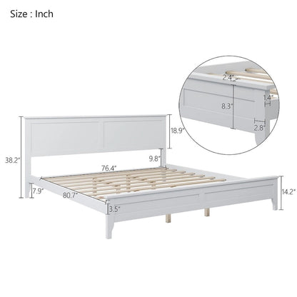Modern Solid Wood King Platform Bed, Elegant and Durable