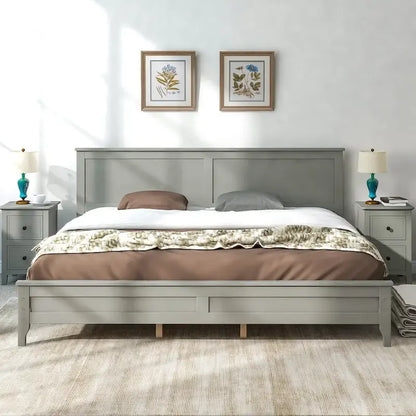 Modern Solid Wood King Platform Bed, Elegant and Durable