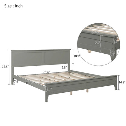 Modern Solid Wood King Platform Bed, Elegant and Durable