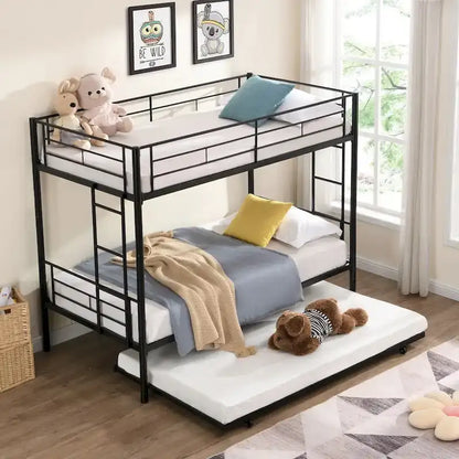 Twin Size Metal Bunk Bed with trundle,Twin Trundle Bed