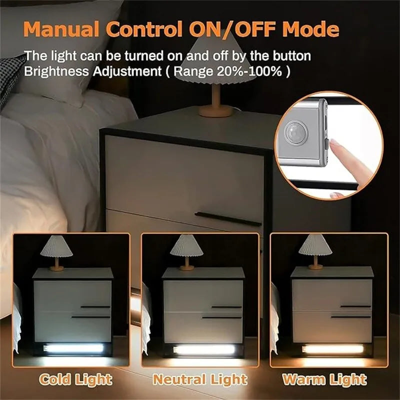 LED Nightstand with 2 High Gloss Drawers
