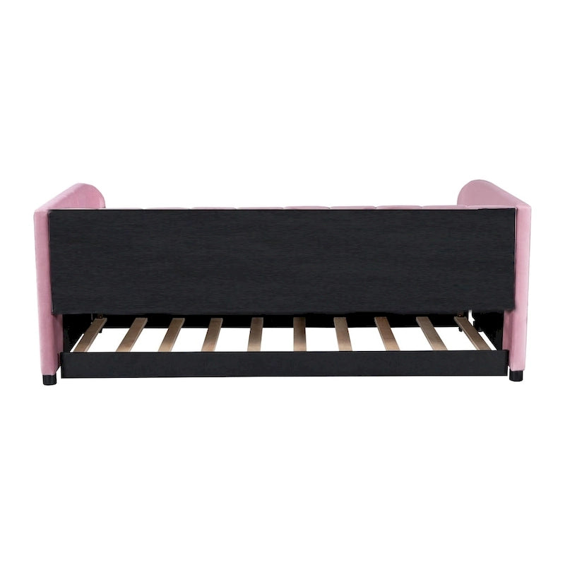 Twin Size Velvet Upholstered Daybed with Trundle