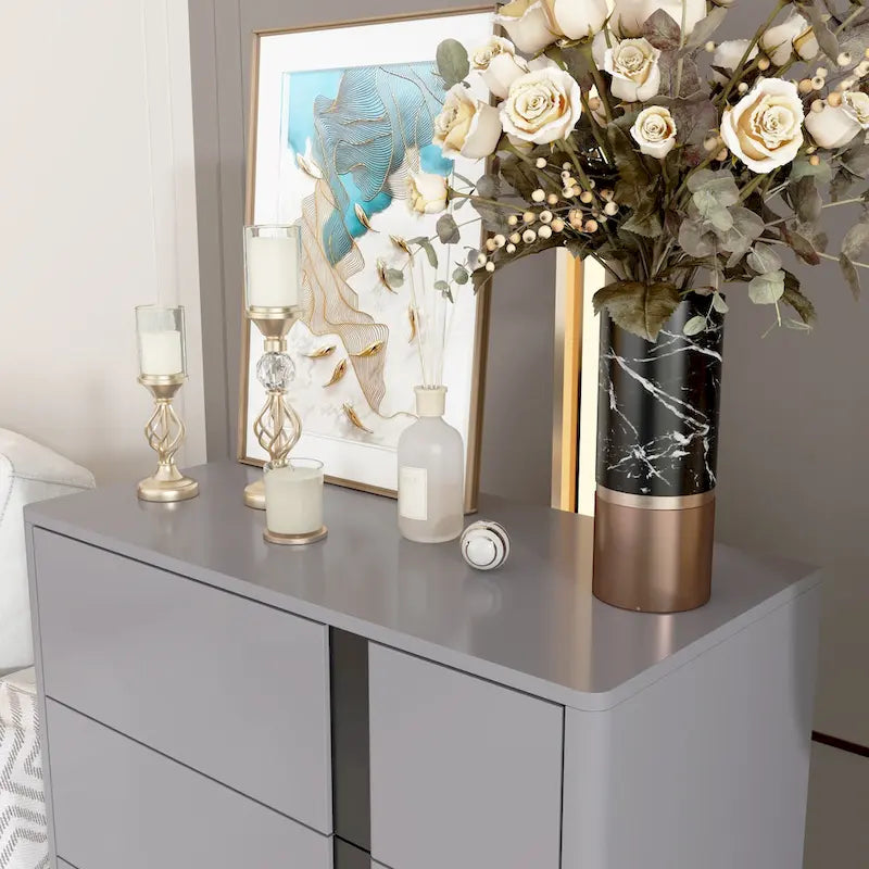 5-Drawer Modern Wooden Dresser with Adjustable Metal Legs