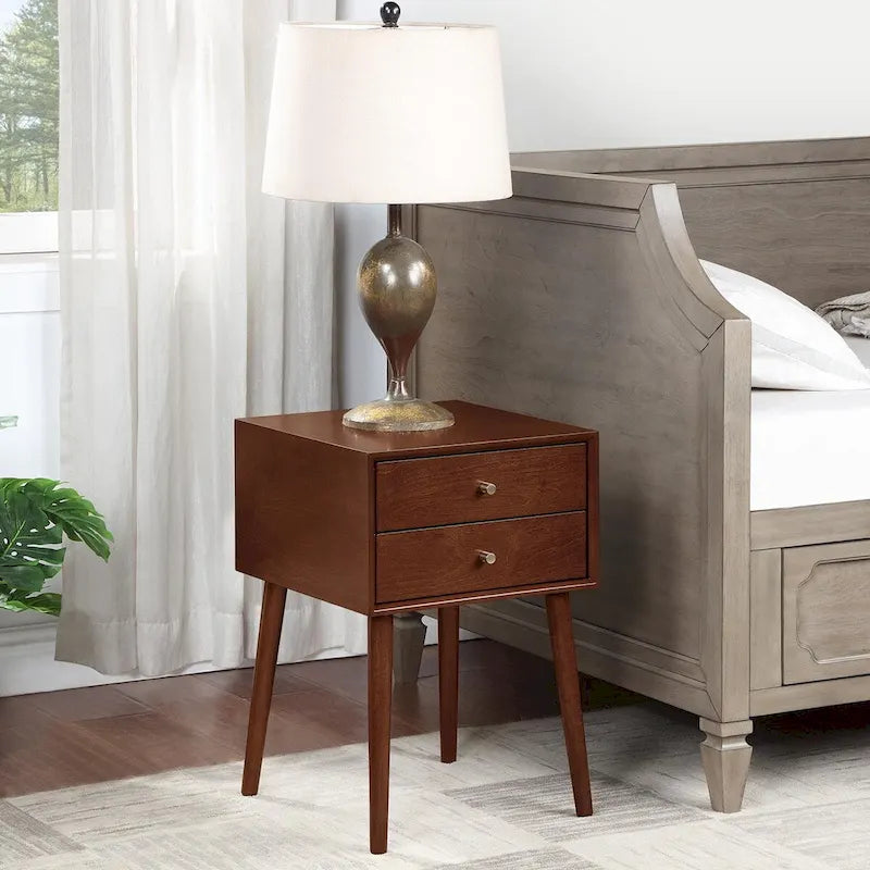 Nightstand with 2-Drawers, Small Side End Table with Storage