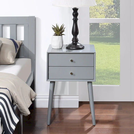 Nightstand with 2-Drawers, Small Side End Table with Storage