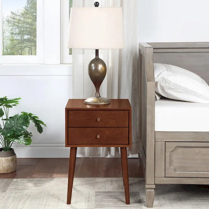 Nightstand with 2-Drawers, Small Side End Table with Storage