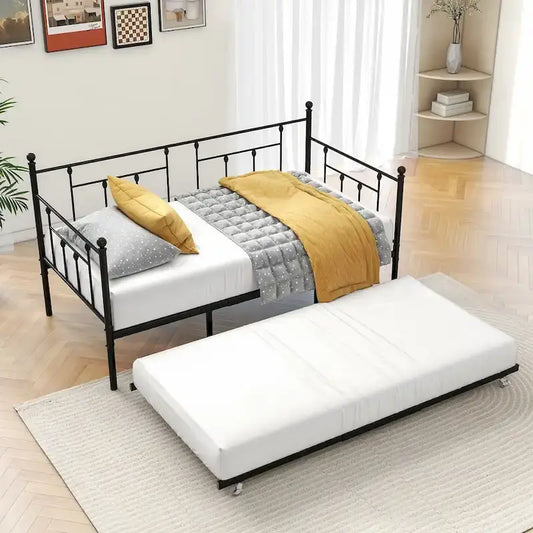 Metal Daybed Frame Twin Size Platform with trundle