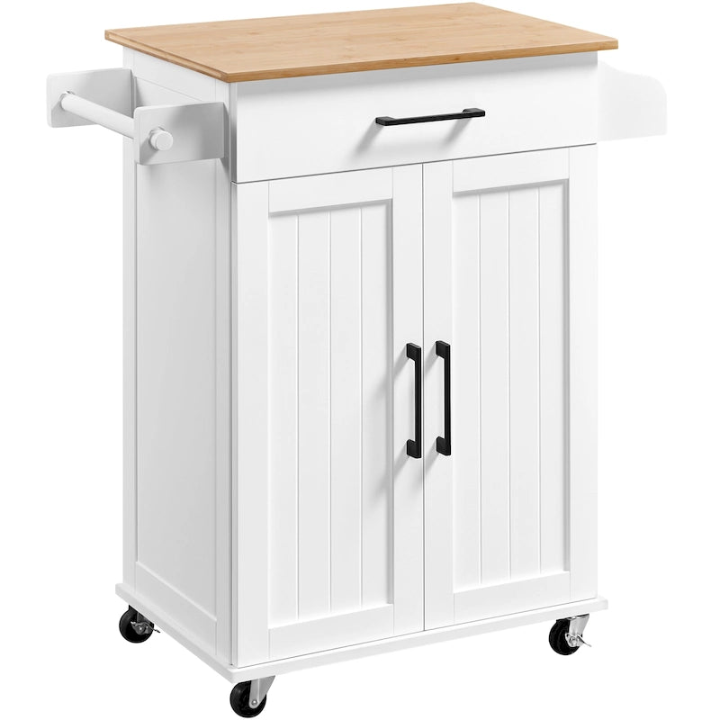 Yaheetech Rolling Kitchen Car with Towel Rack, Drawer, 2 Doors