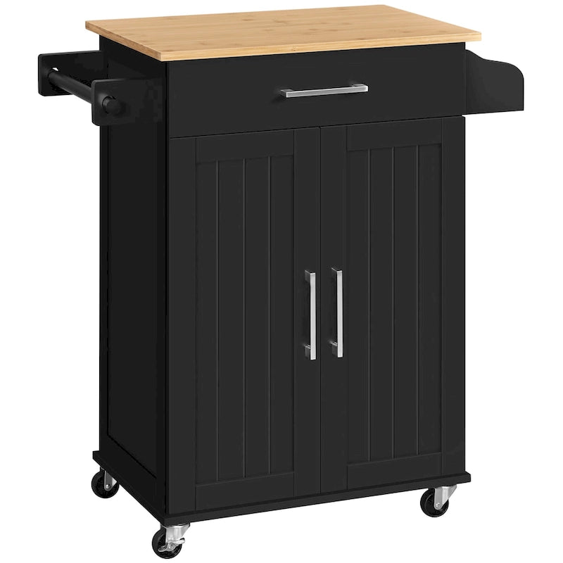 Yaheetech Rolling Kitchen Car with Towel Rack,Drawer, 2 Doors
