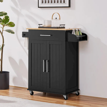 Yaheetech Rolling Kitchen Car with Towel Rack, Drawer, 2 Doors