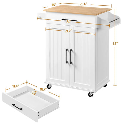 Yaheetech Rolling Kitchen Car with Towel Rack, Drawer, 2 Doors